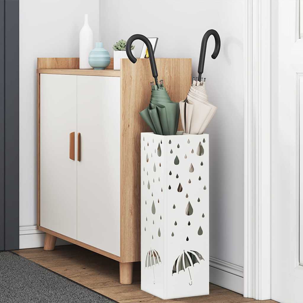 Stand per Ombrelli da Pioggia Bianco 15,5 x 15,5 x 49 cm
