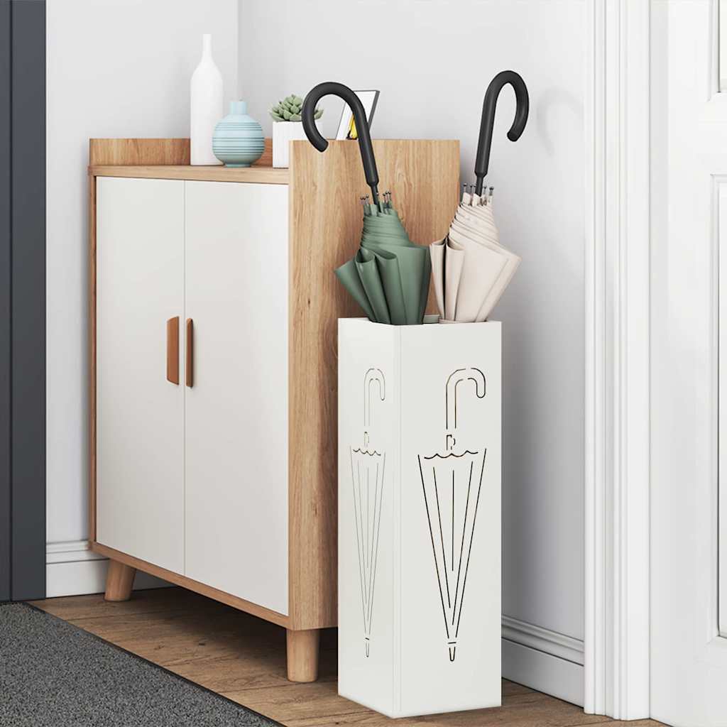 Stand per Ombrelli da Pioggia Bianco 15,5 x 15,5 x 49 cm