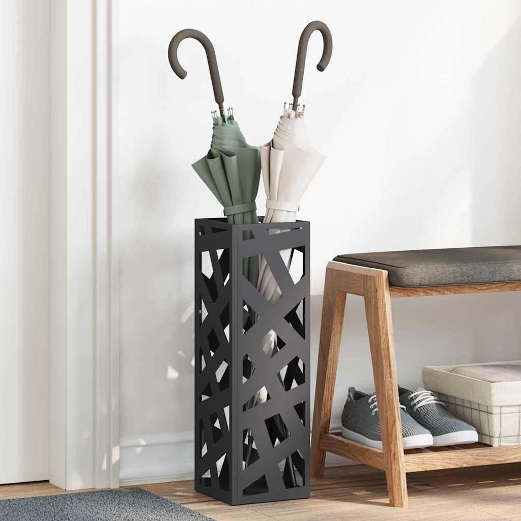 Stand per Ombrelli da Pioggia Nero 15,5 x 15,5 x 49 cm Acciaio