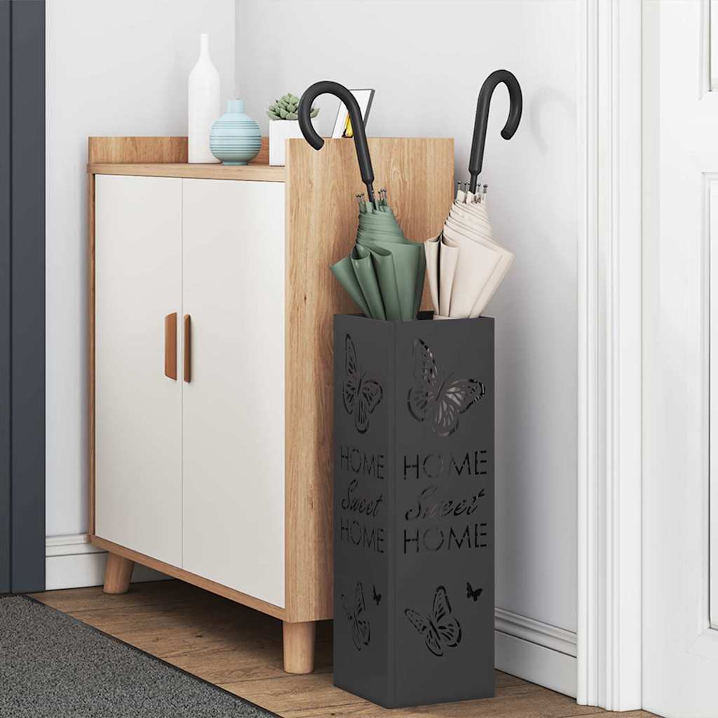 Stand per Ombrelli da Pioggia Nero 15,5 x 15,5 x 49 cm Acciaio