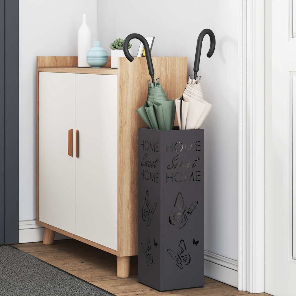 Stand per Ombrelli da Pioggia Nero 15,5 x 15,5 x 49 cm Acciaio
