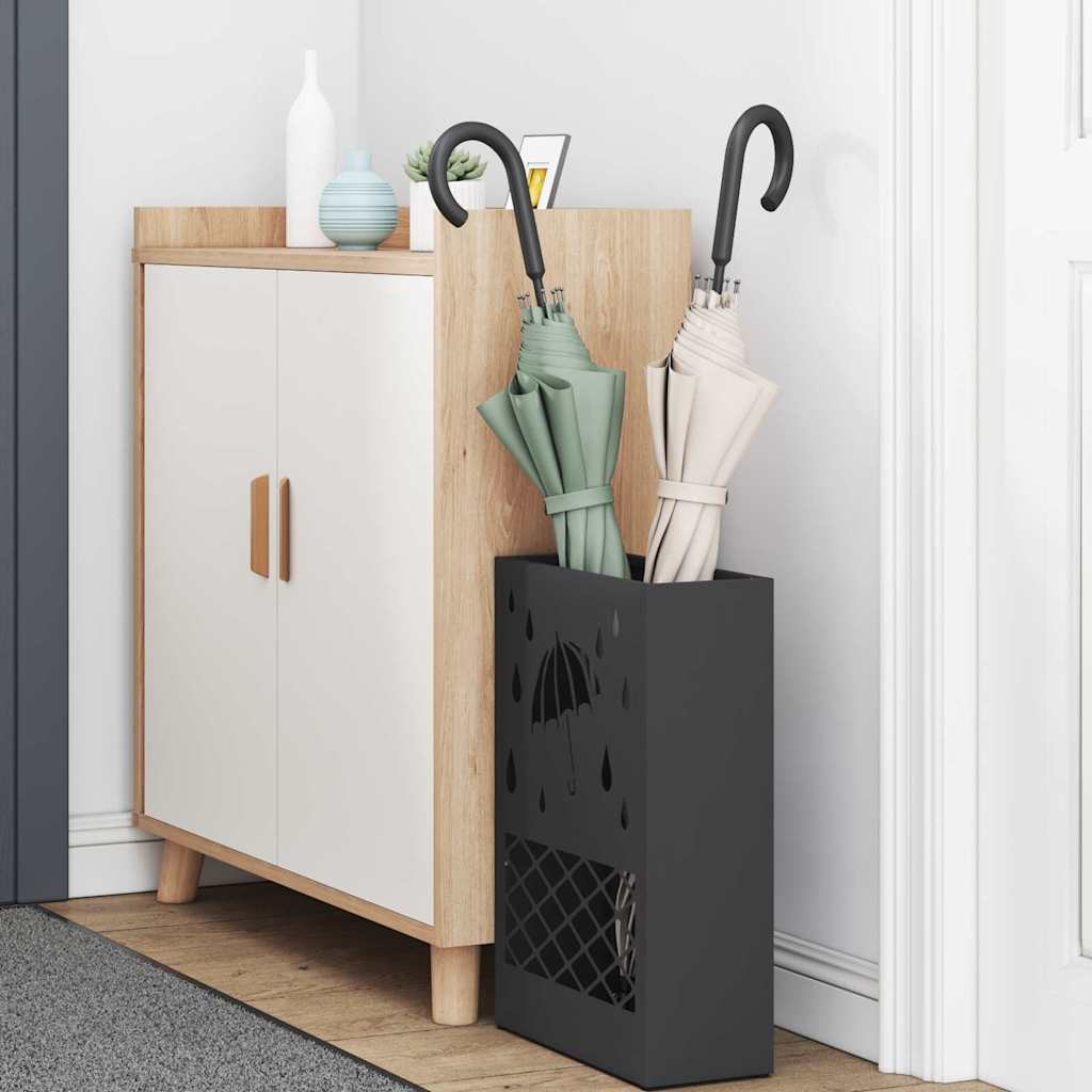 Stand per Ombrelli da Pioggia Nero 28 x 12 x 41 cm Acciaio