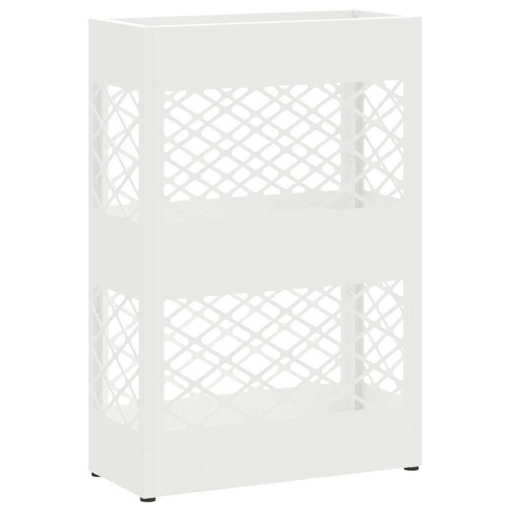 Stand per Ombrelli da Pioggia Bianco 28 x 12 x 41 cm Acciaio