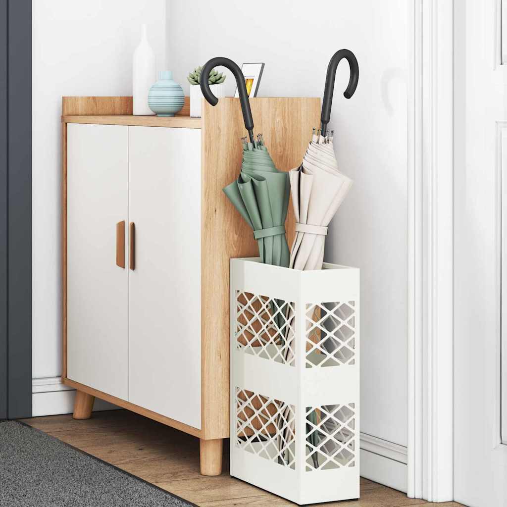 Stand per Ombrelli da Pioggia Bianco 28 x 12 x 41 cm Acciaio