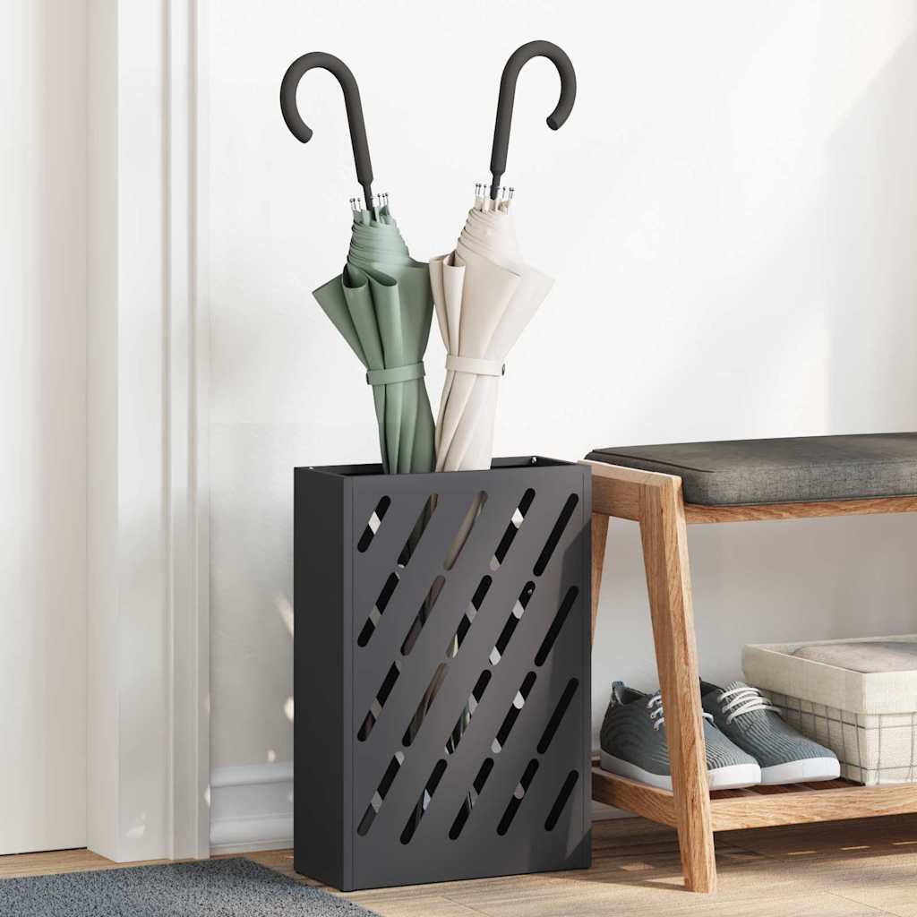 Stand per Ombrelli da Pioggia Nero 28 x 12 x 41 cm Acciaio