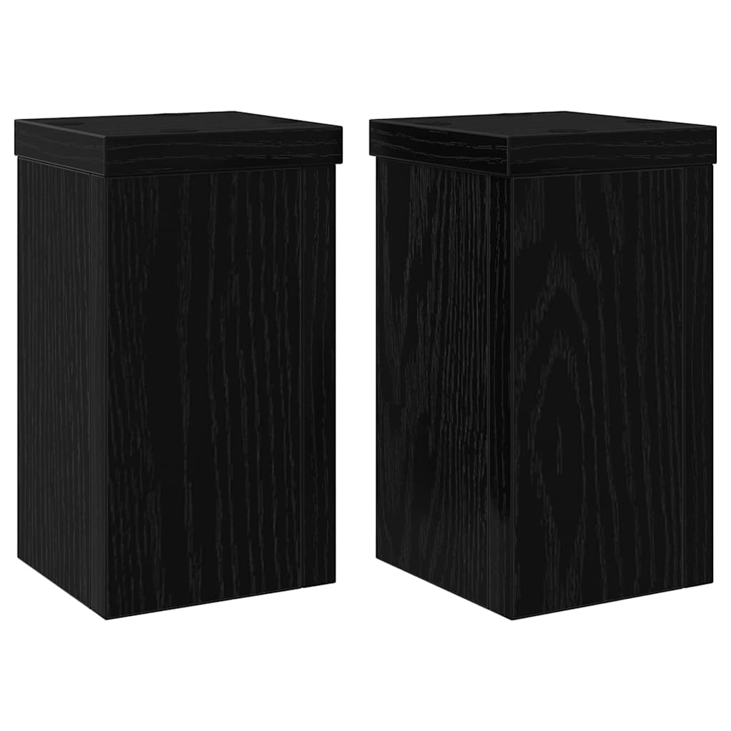 Supporto per piante 2 pz Rovere Nero 10 x 10 x 18 cm