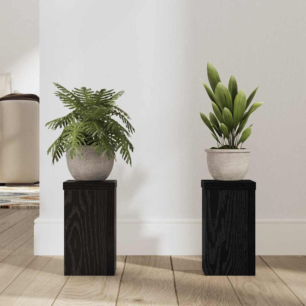 Supporto per piante 2 pz Rovere Nero 10 x 10 x 18 cm