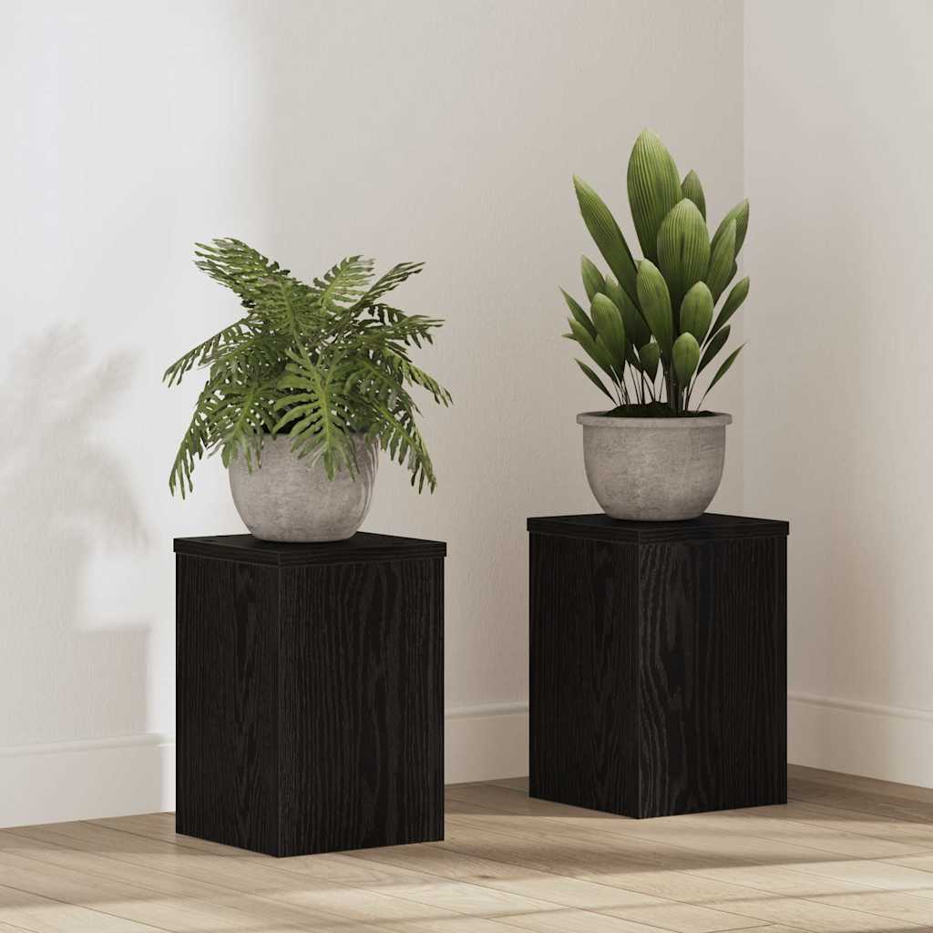 Supporto per piante 2 pz Rovere Nero 20 x 20 x 30 cm