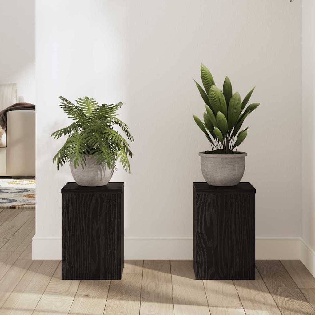 Supporto per piante 2 pz Rovere Nero 20 x 20 x 30 cm