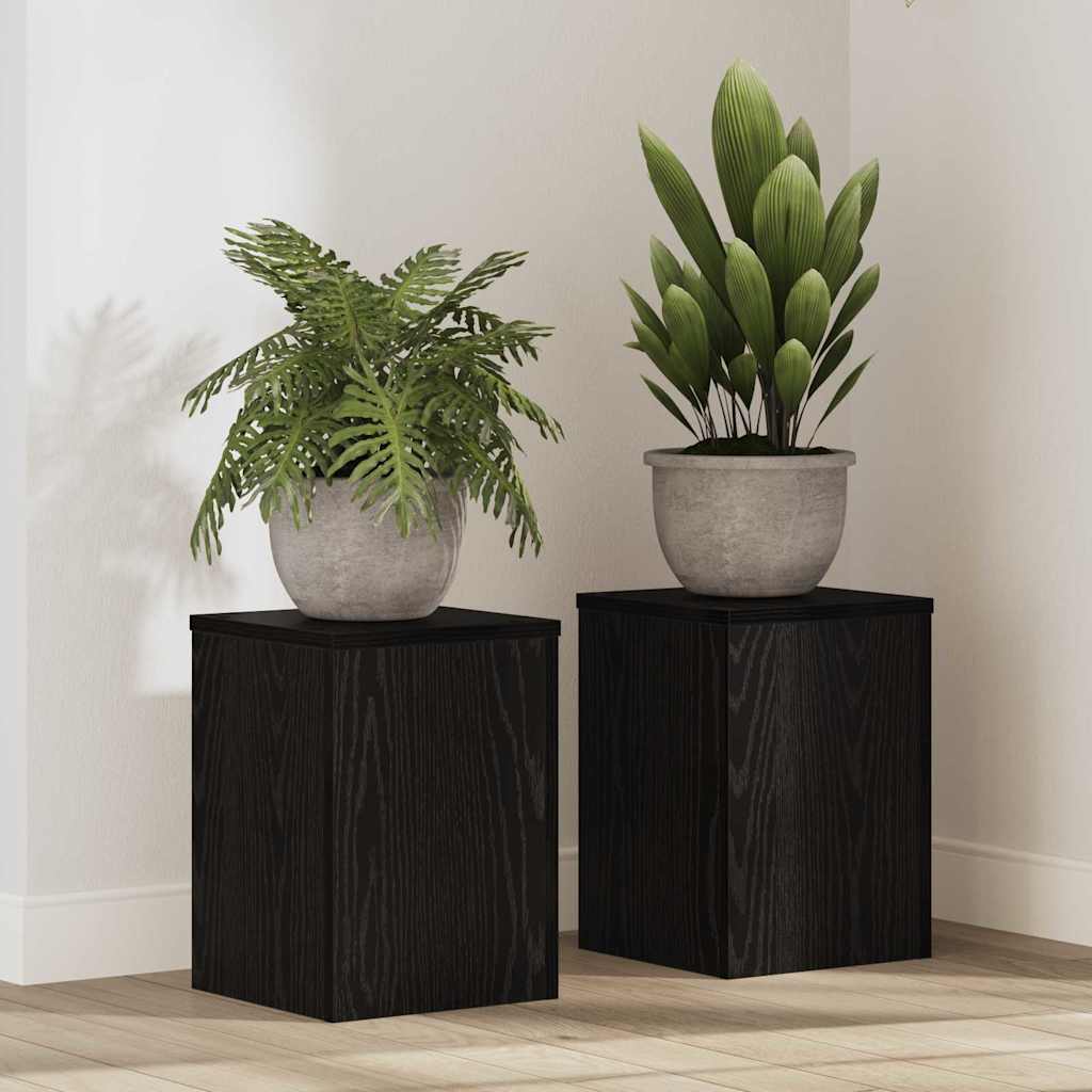 Supporto per piante 2 pz Rovere Nero 25 x 25 x 35 cm