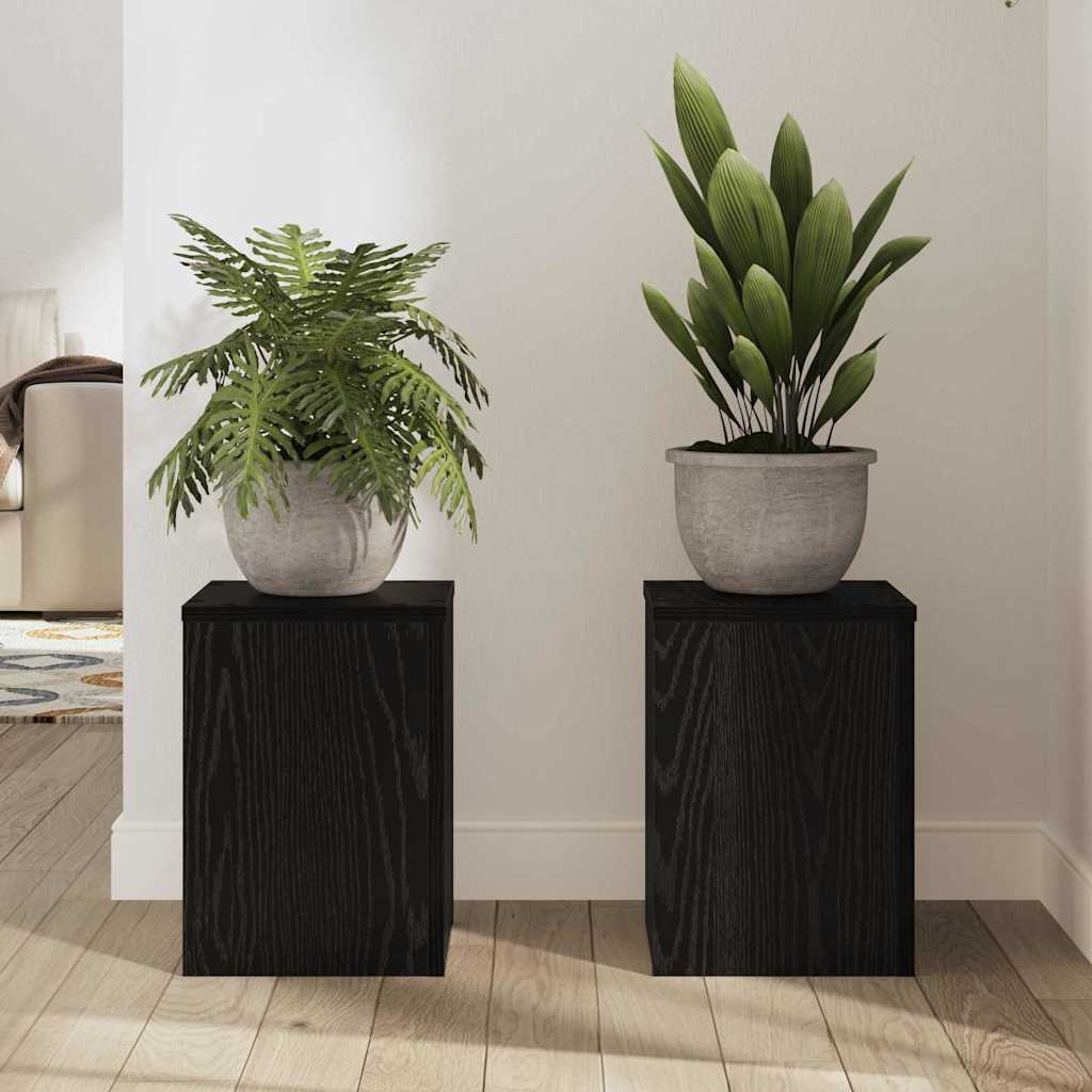 Supporto per piante 2 pz Rovere Nero 25 x 25 x 35 cm