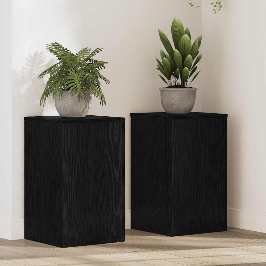 Supporto per piante 2 pz Rovere Nero 30 x 30 x 50 cm