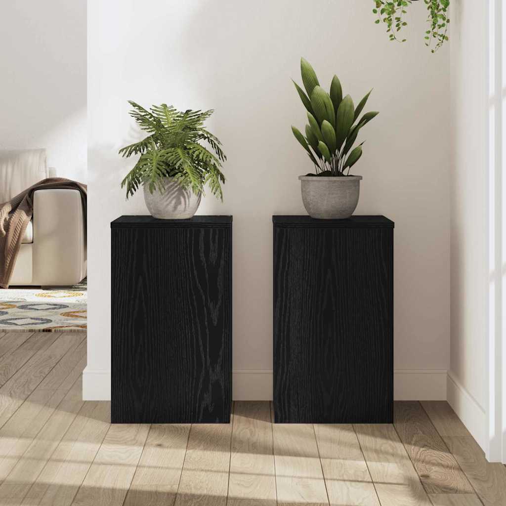Supporto per piante 2 pz Rovere Nero 30 x 30 x 50 cm