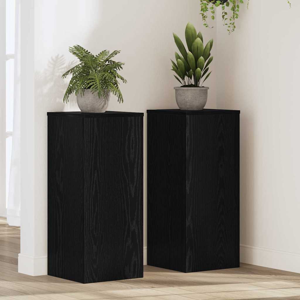 Supporto per piante 2 pz Rovere Nero 30 x 30 x 70 cm
