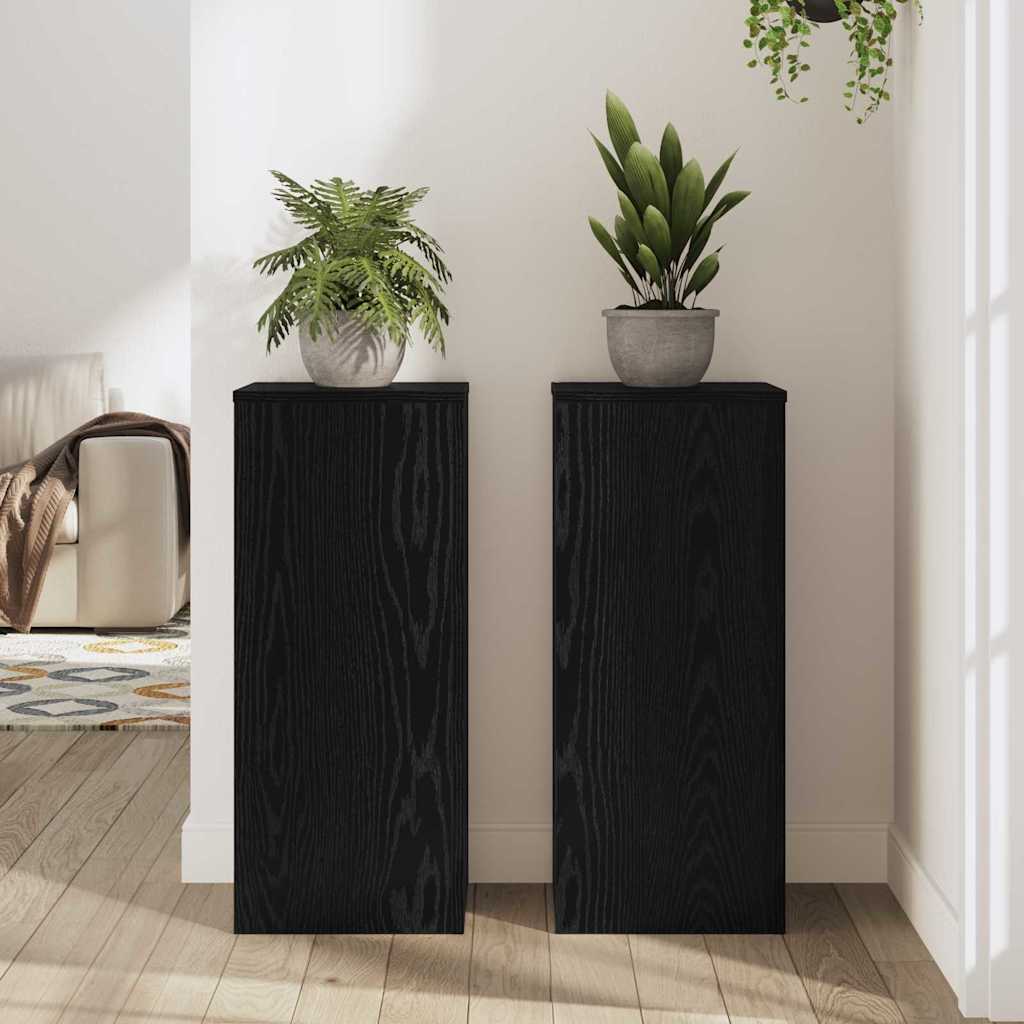 Supporto per piante 2 pz Rovere Nero 30 x 30 x 70 cm