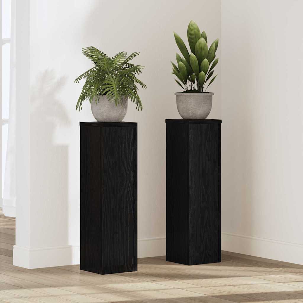Supporto per piante 2 pz Rovere Nero 17 x 17 x 60 cm