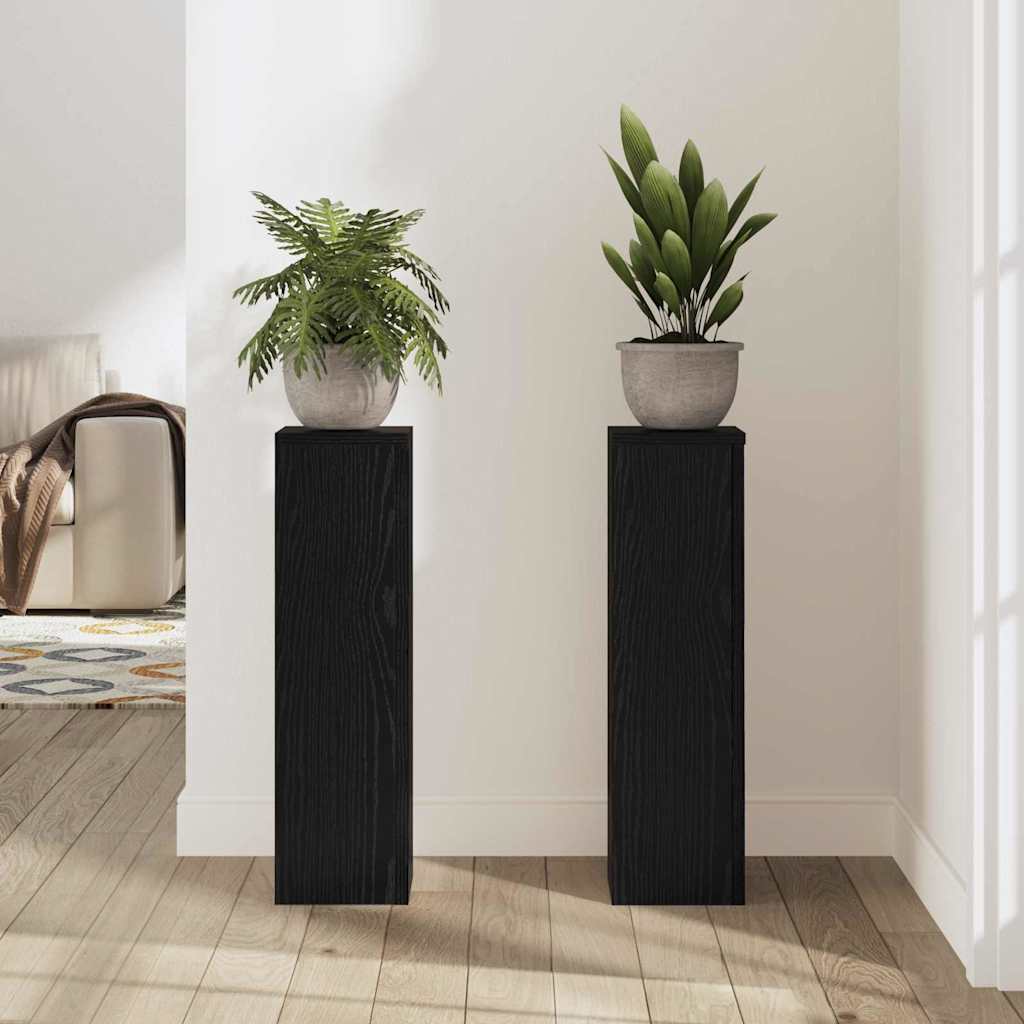 Supporto per piante 2 pz Rovere Nero 17 x 17 x 60 cm