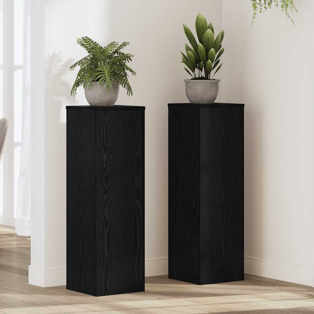 Supporto per piante 2 pz Rovere Nero 25 x 25 x 80 cm