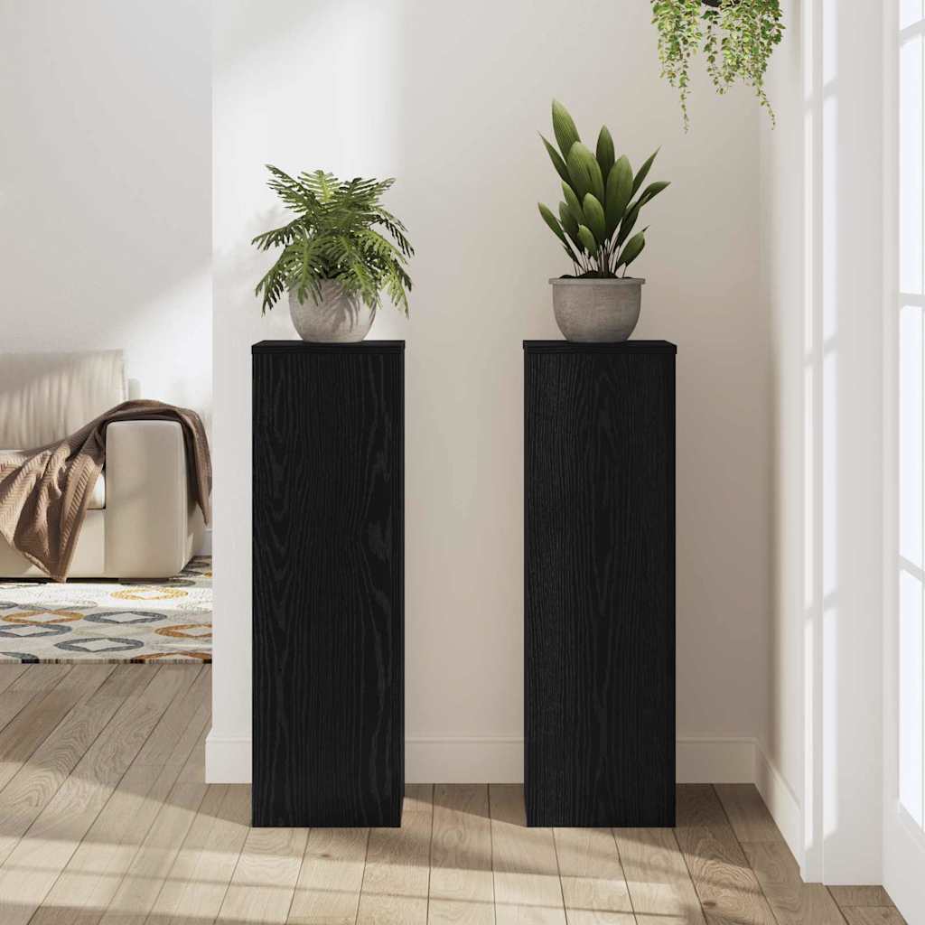 Supporto per piante 2 pz Rovere Nero 25 x 25 x 80 cm