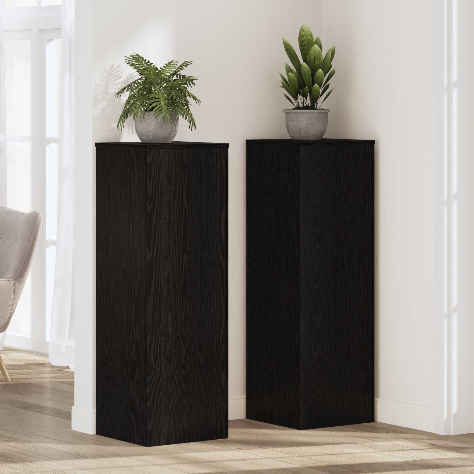 Supporto per piante Rovere Nero 33 x 33 x 100 cm