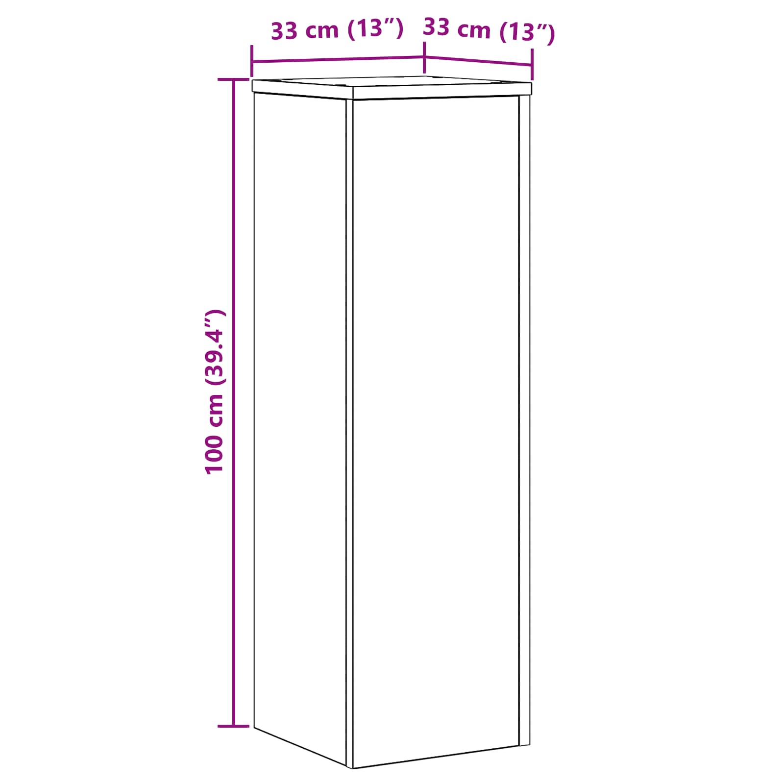 Supporto per piante Rovere Nero 33 x 33 x 100 cm