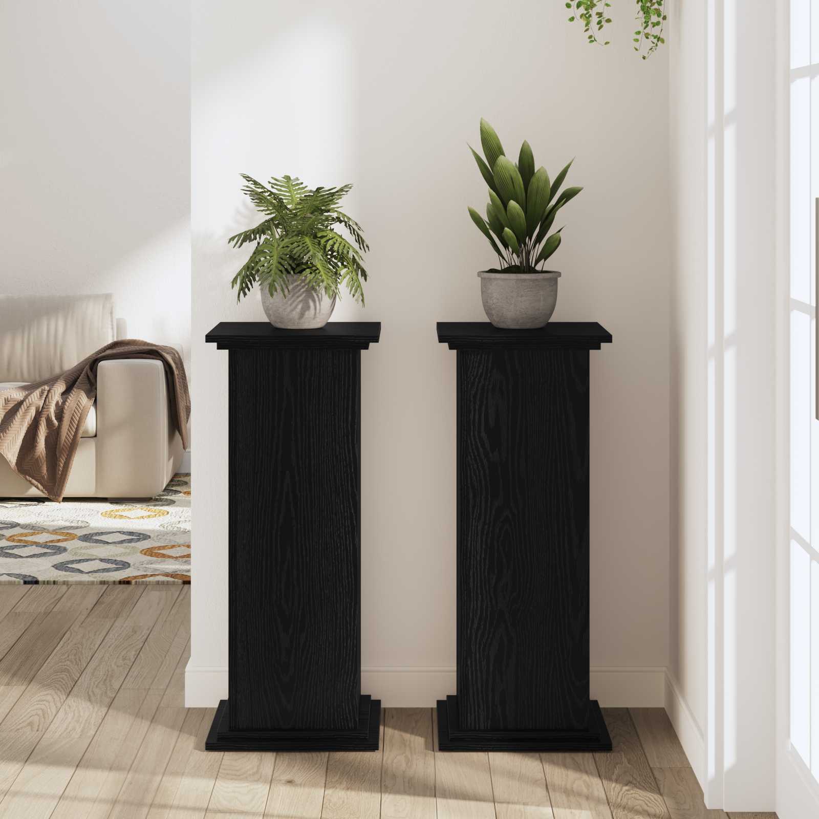 Supporto per piante Rovere Nero 33 x 33 x 80 cm