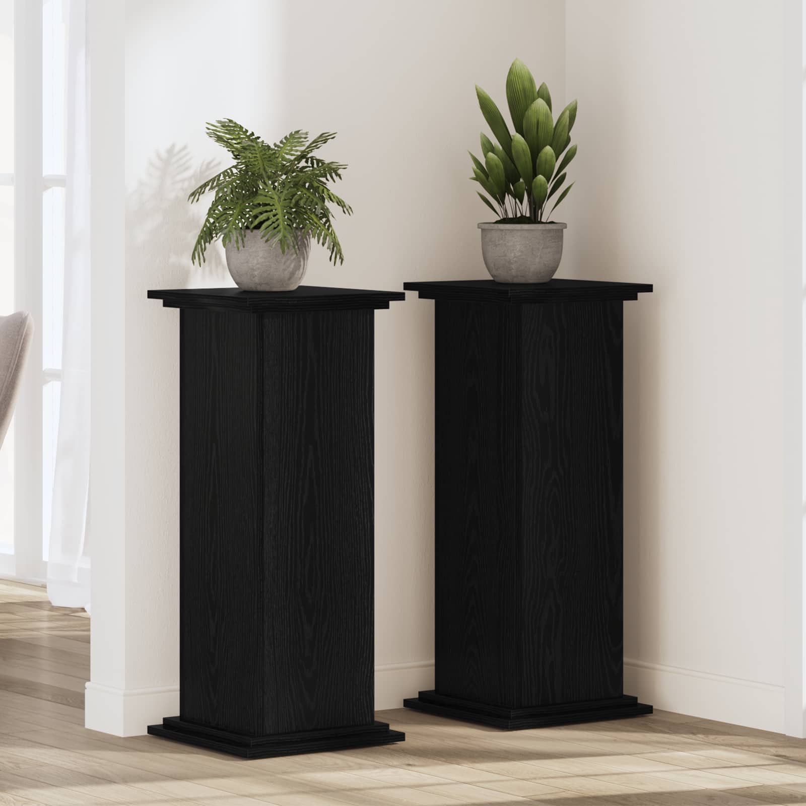 Supporto per piante Rovere Nero 33 x 33 x 100 cm