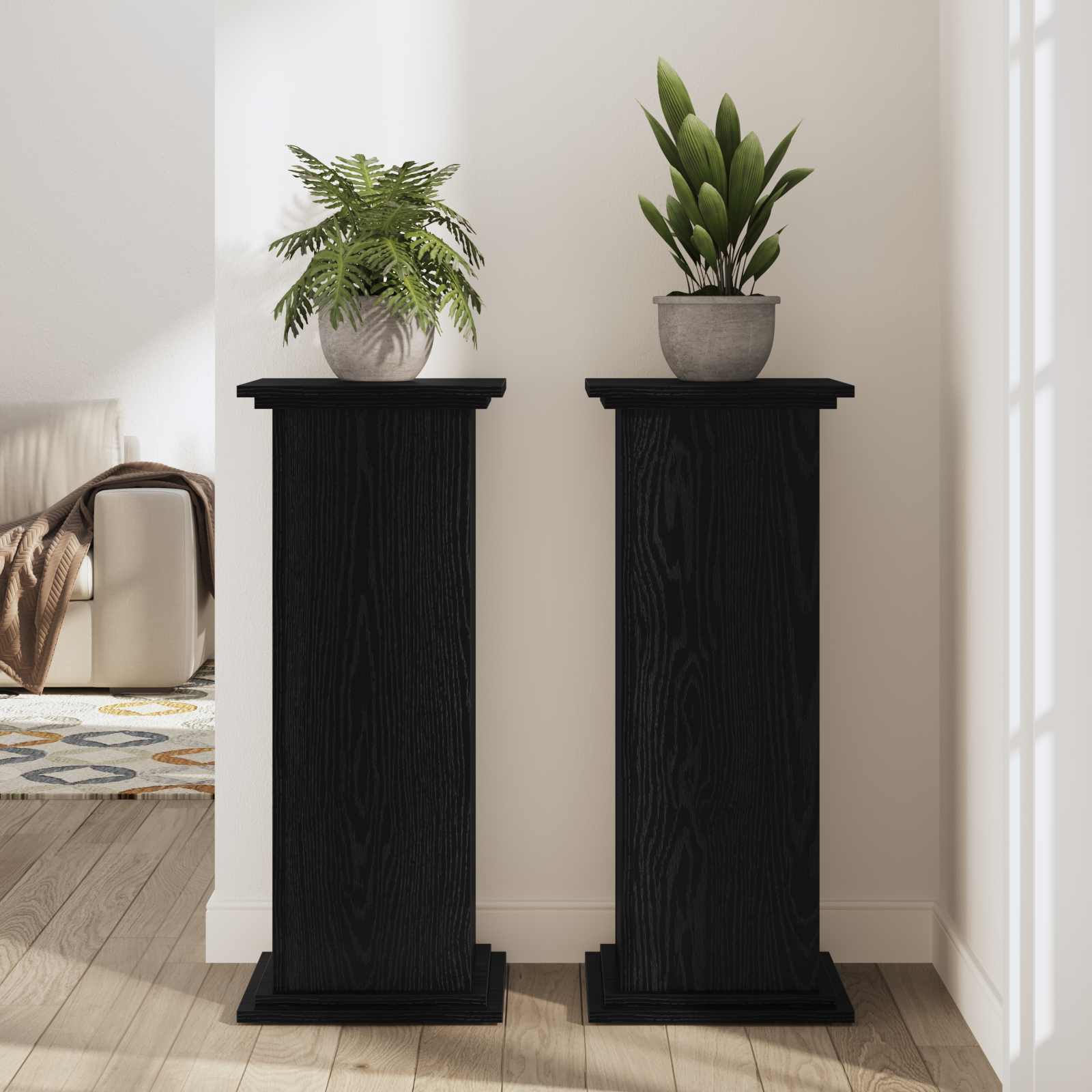 Supporto per piante Rovere Nero 33 x 33 x 100 cm