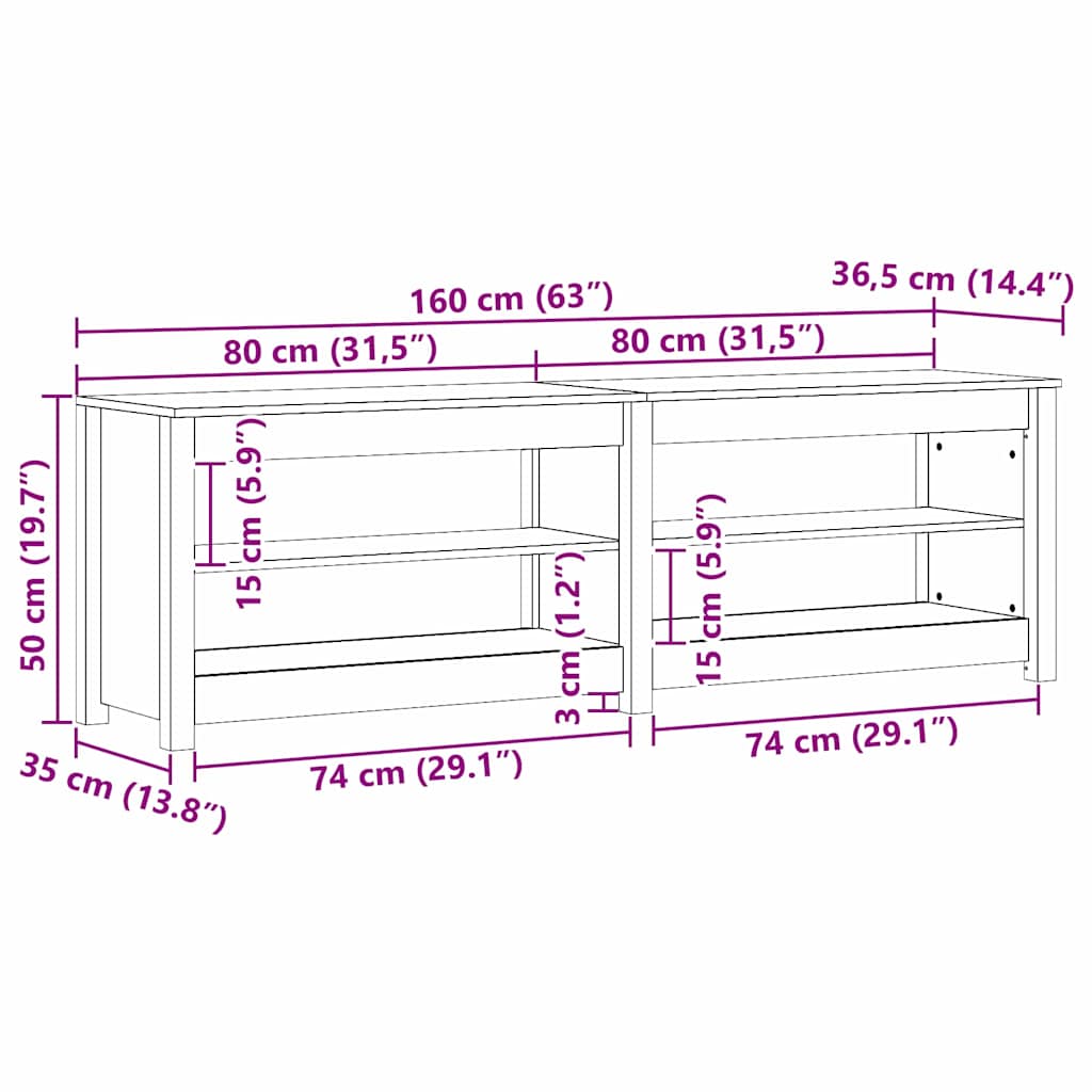 Panca per scarpe 160 x 36,5 x 50 cm Marrone Cerato