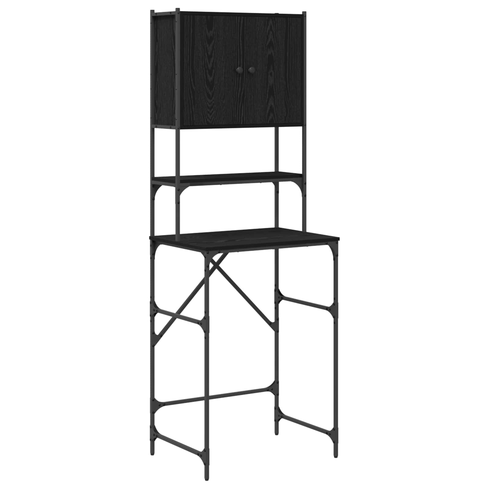 Armadio per Lavatrice Rovere Nero 68 x 48,5 x 194 cm