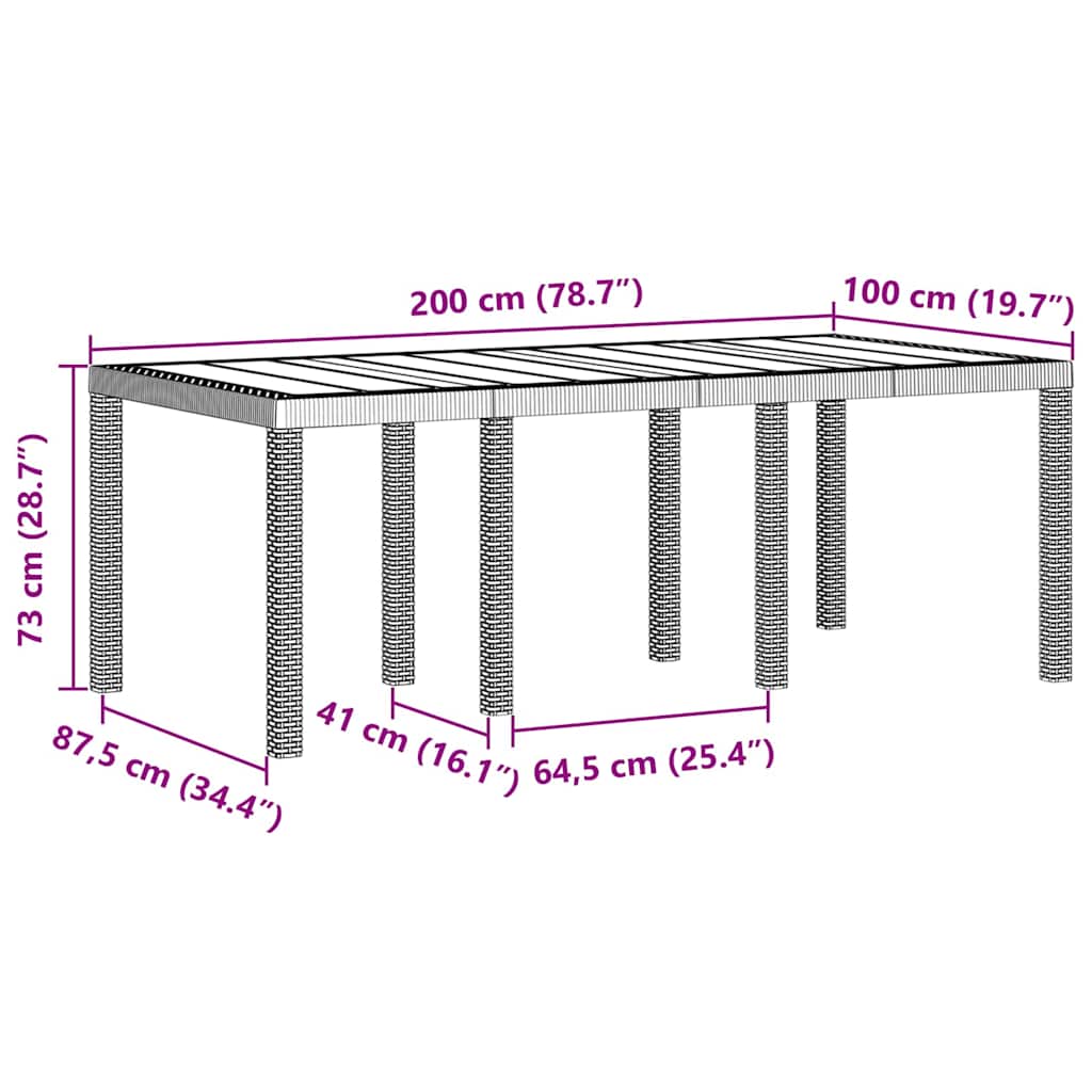 Tavolo da Giardino Grigio chiaro 200 x 100 x 73 cm polyrattan