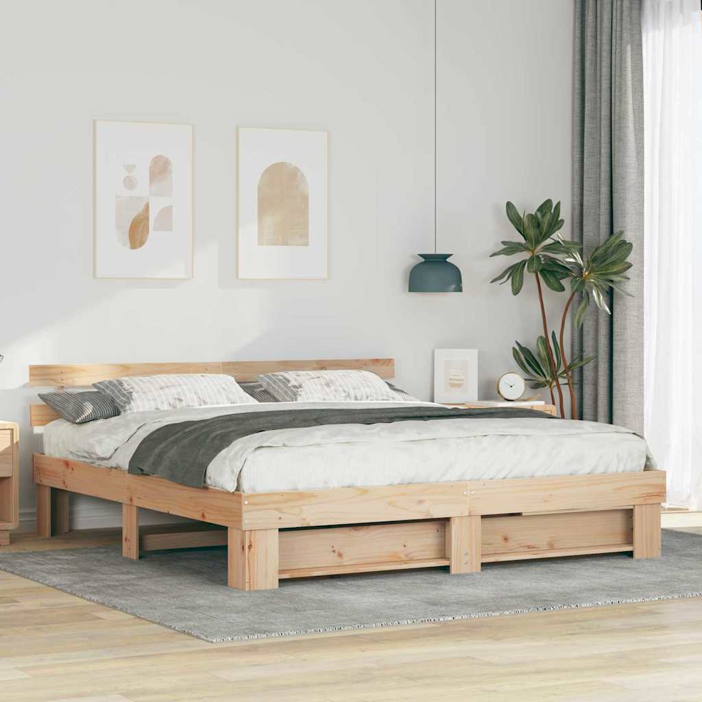 Struttura letto in legno naturale 200 x 200 cm