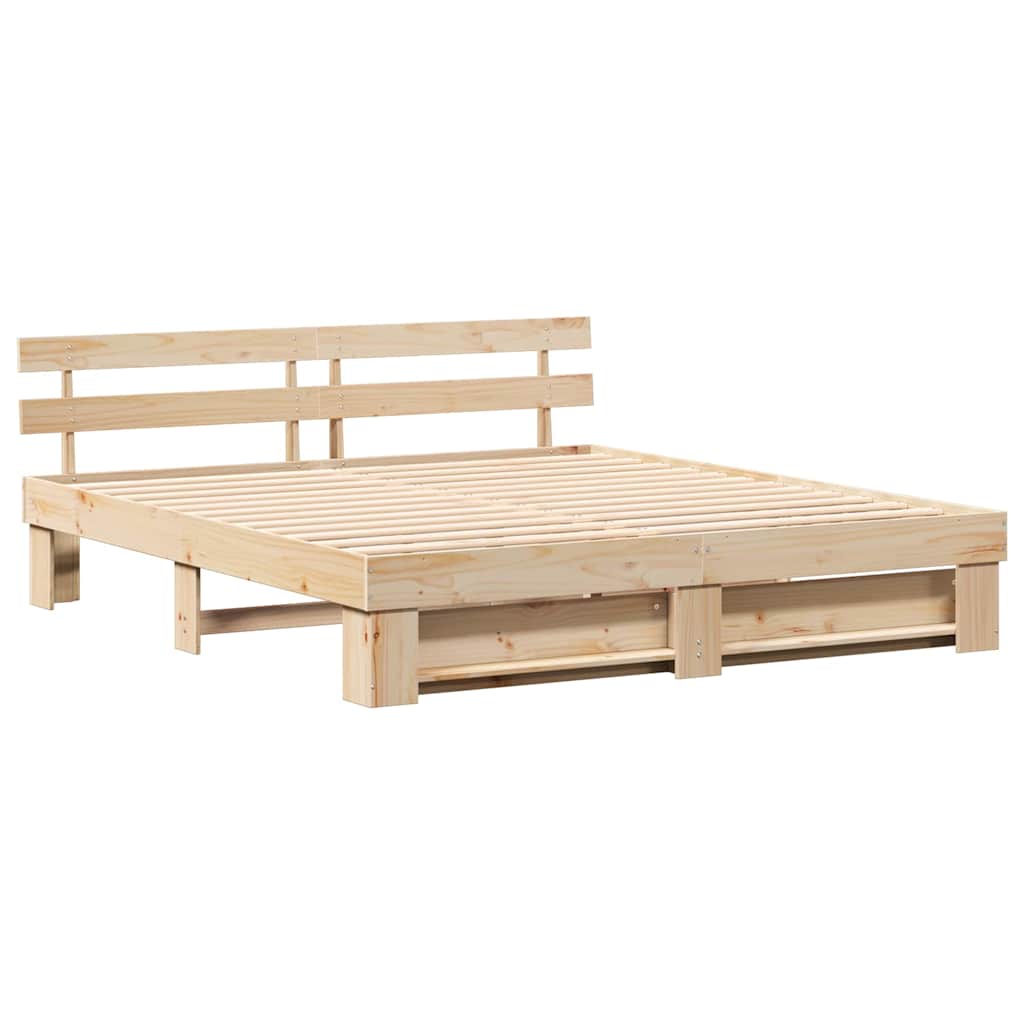 Struttura letto in legno naturale 200 x 200 cm