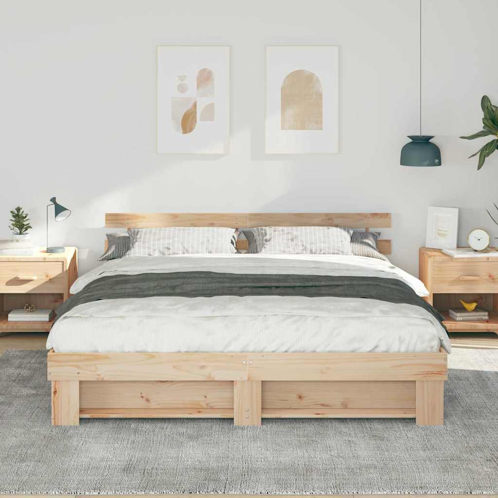 Struttura letto in legno naturale 200 x 200 cm