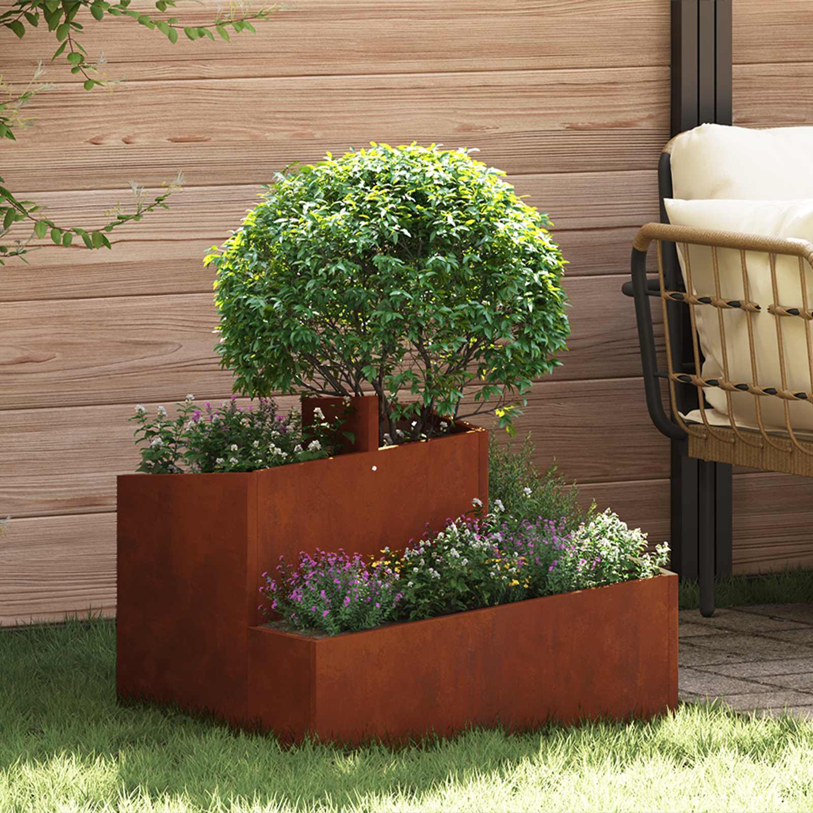 Vaso da giardino Ruggine 60 x 60 x 50 cm Acciaio Corten
