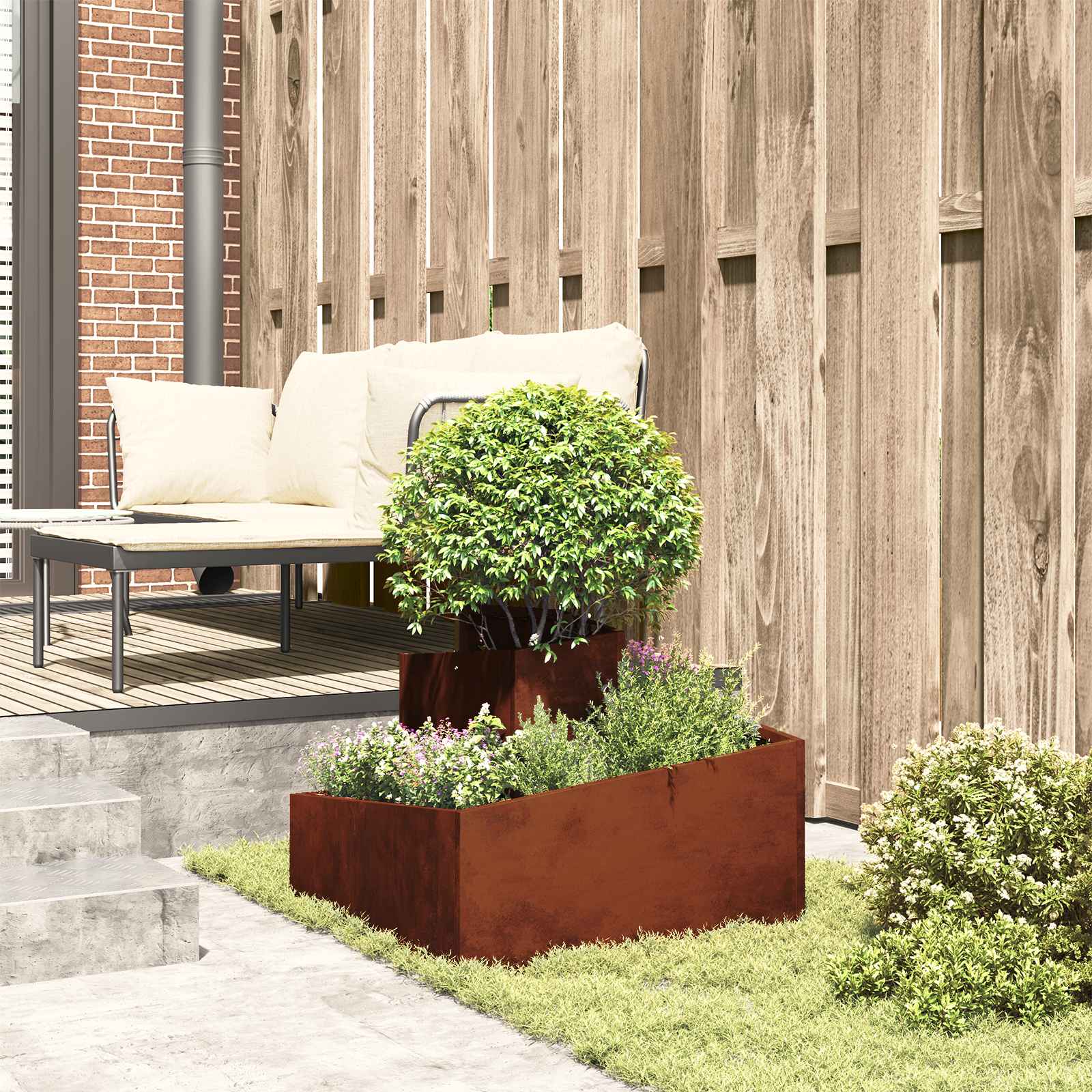 Vaso da giardino Ruggine 60 x 60 x 50 cm Acciaio Corten