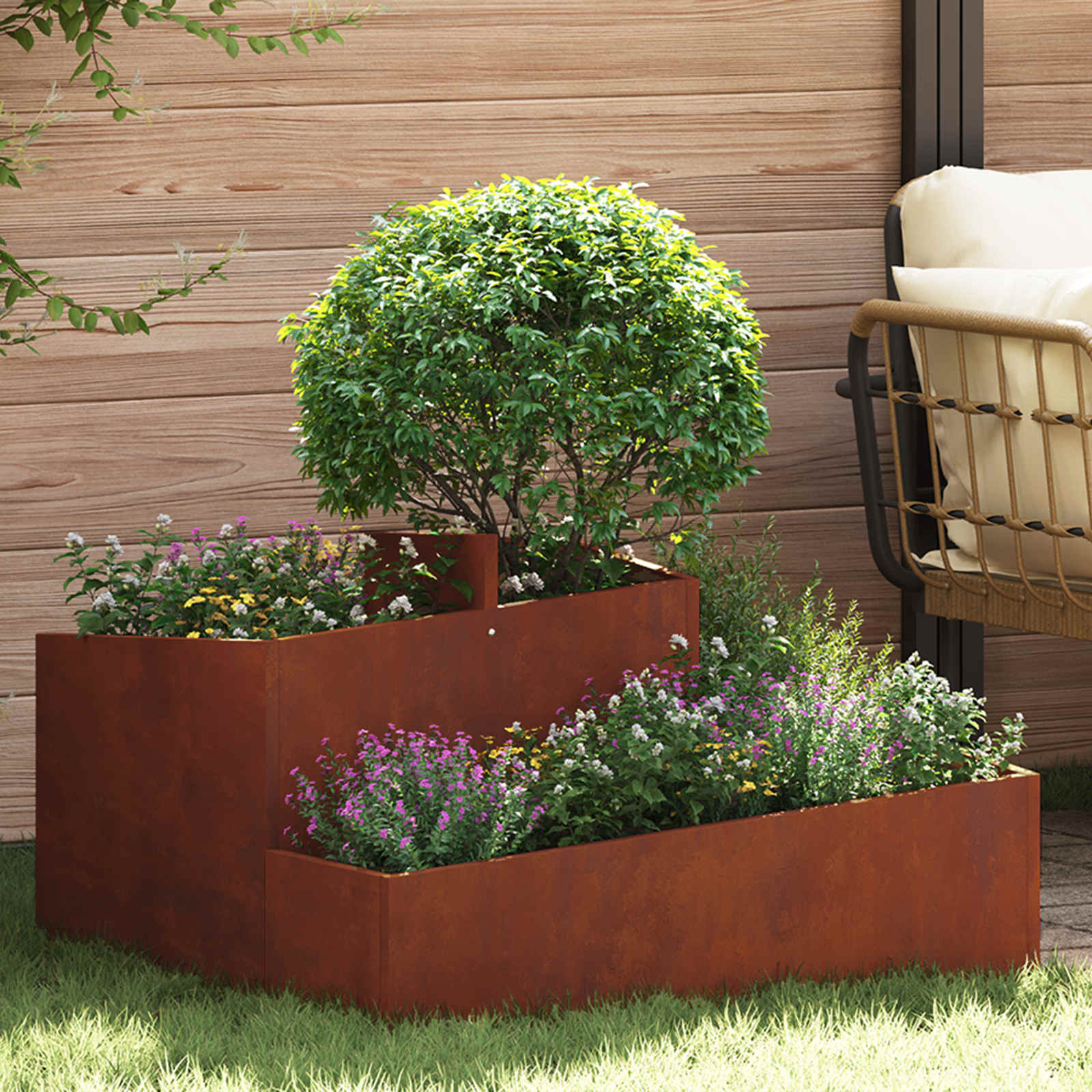 Vaso da giardino Ruggine 80 x 80 x 50 cm Acciaio Corten
