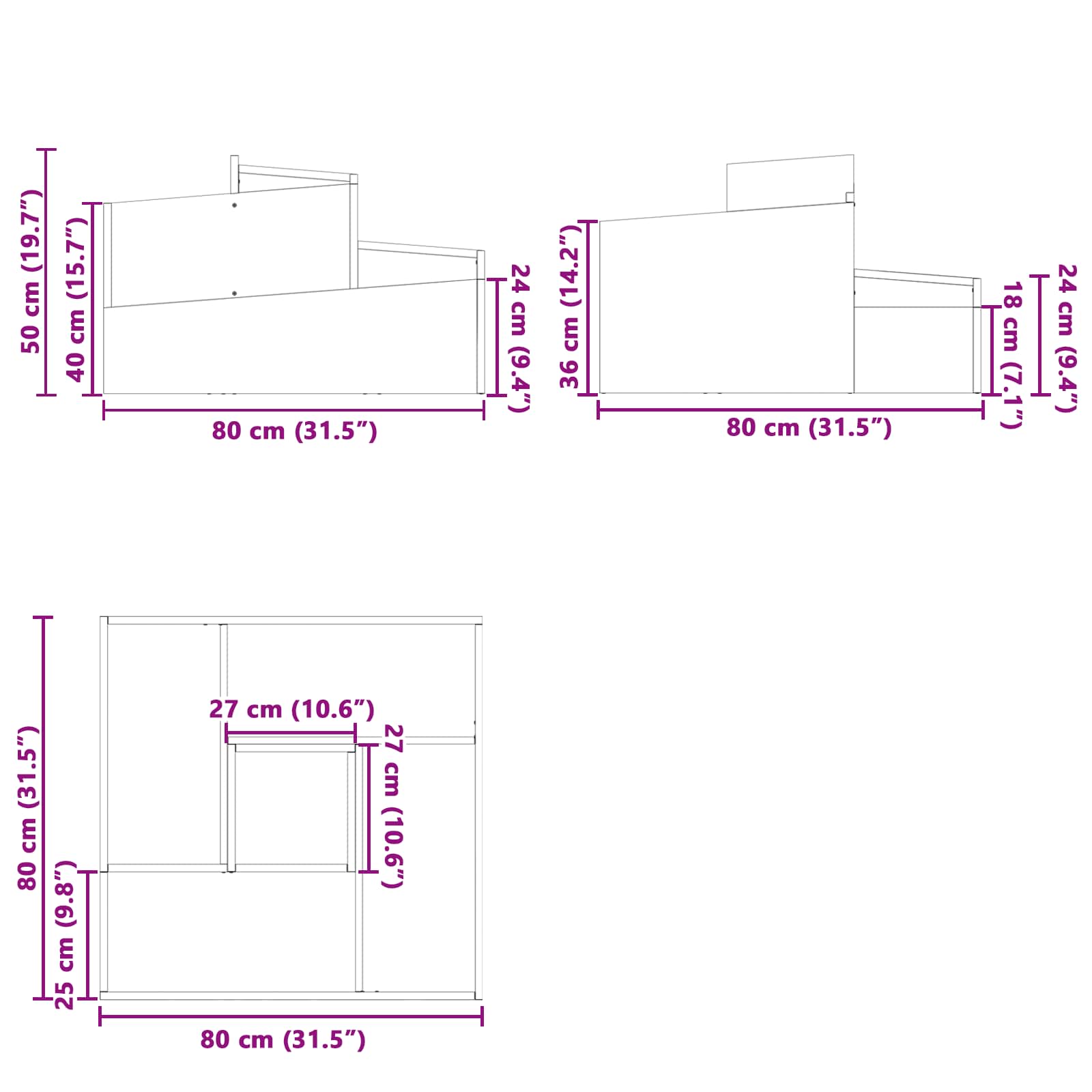 Vaso da giardino Ruggine 80 x 80 x 50 cm Acciaio Corten