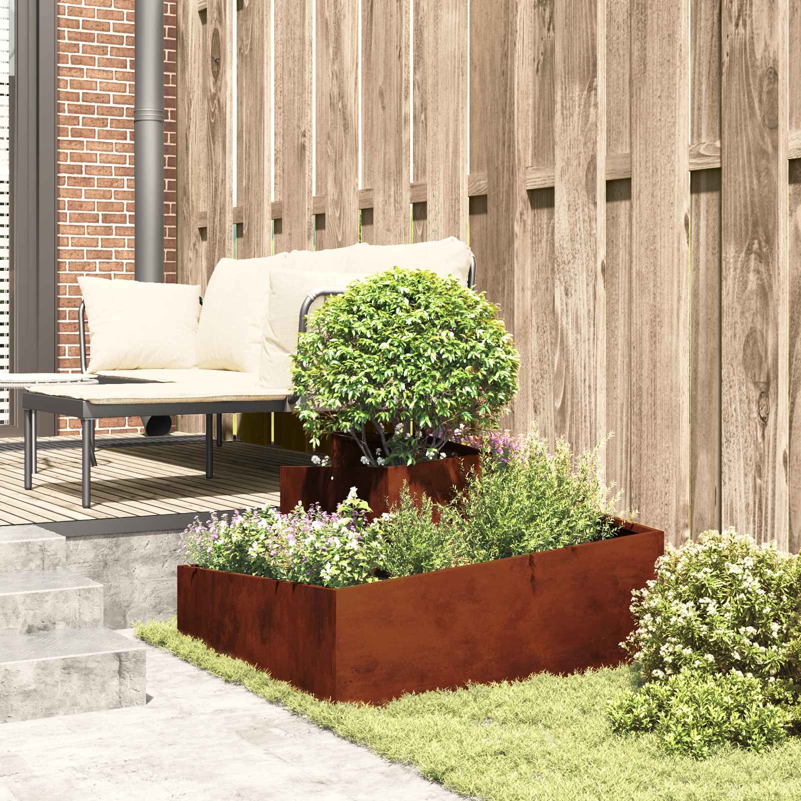Vaso da giardino Ruggine 80 x 80 x 50 cm Acciaio Corten