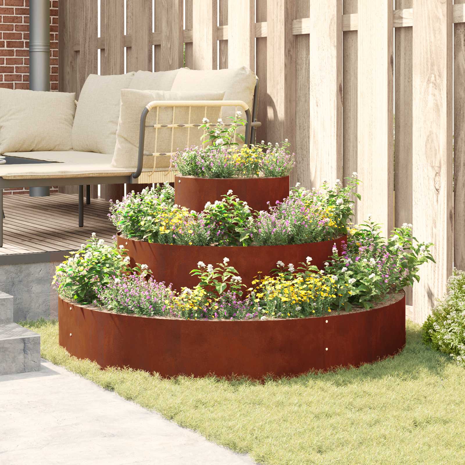 Vaso da giardino Ruggine 120 x 120 x 20 cm