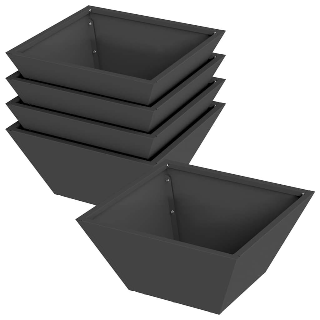 Vaso da giardino 5 pz Nero 35 x 35 x 15 cm