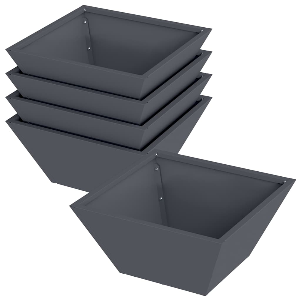 Vaso da giardino 5 pz Antracite 35 x 35 x 15 cm