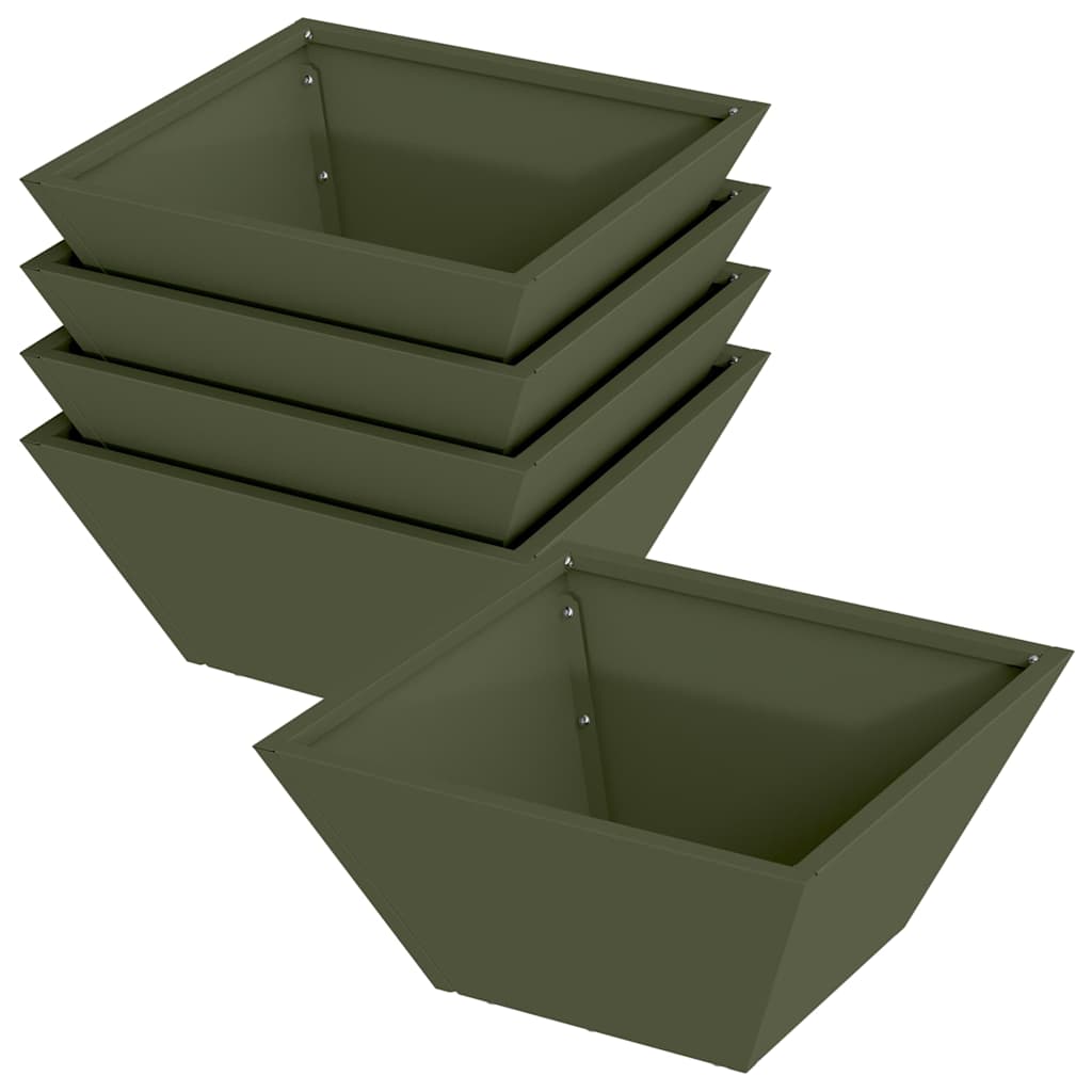 Vaso da giardino 5 pz Verde Oliva 35 x 35 x 15 cm