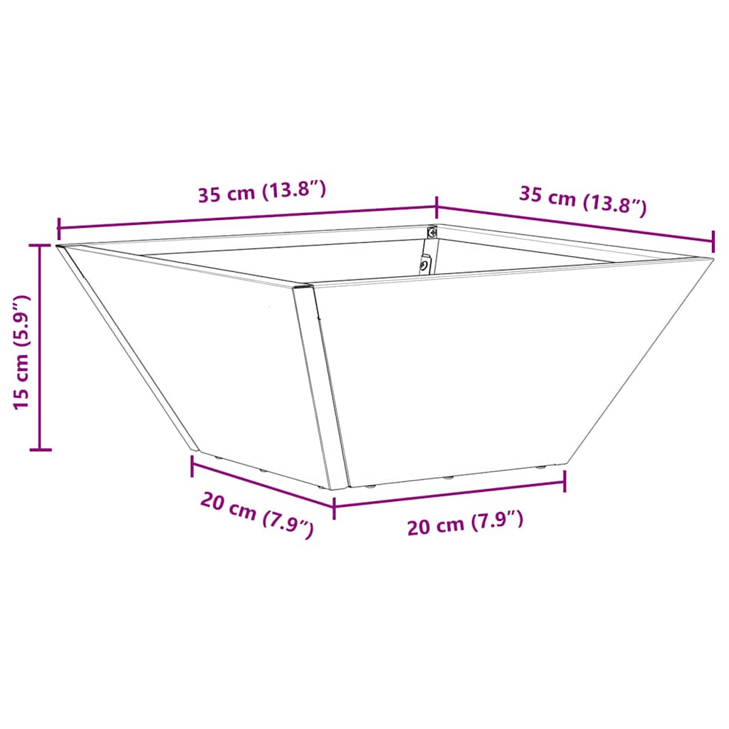 Vaso da giardino 5 pz Argento 35 x 35 x 15 cm Acciaio Inox