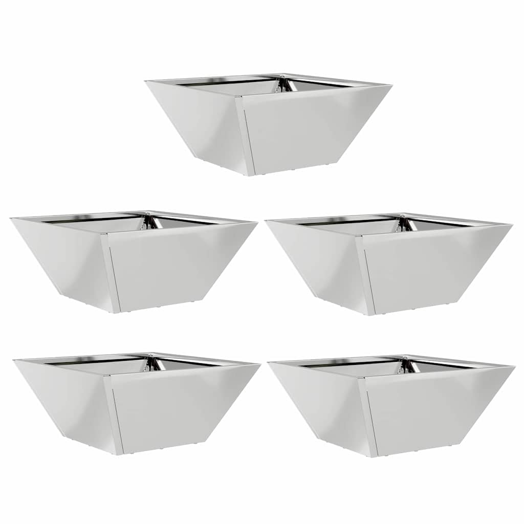 Vaso da giardino 5 pz Argento 35 x 35 x 15 cm Acciaio zincato