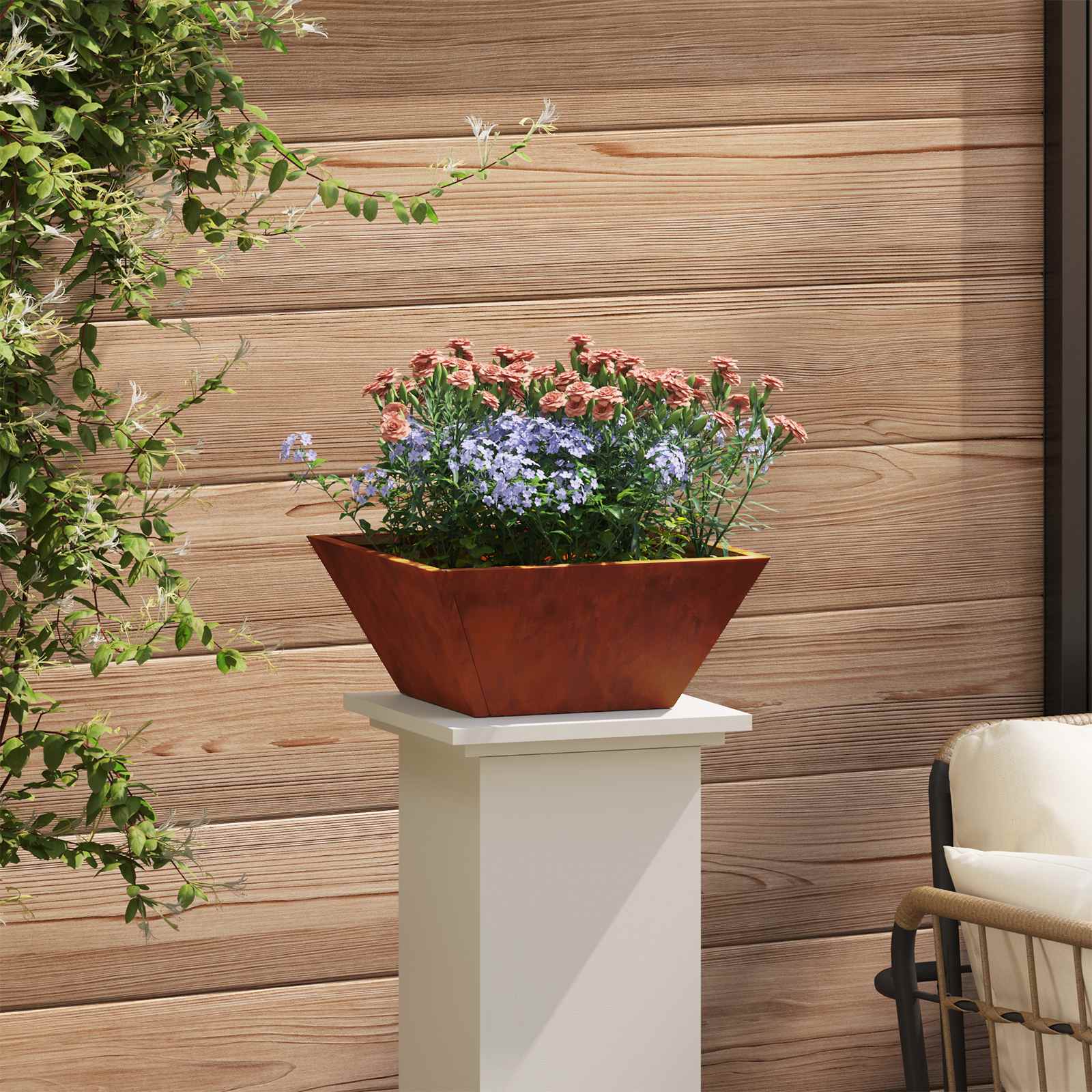 Vaso da giardino Ruggine 35 x 35 x 15 cm Acciaio Corten