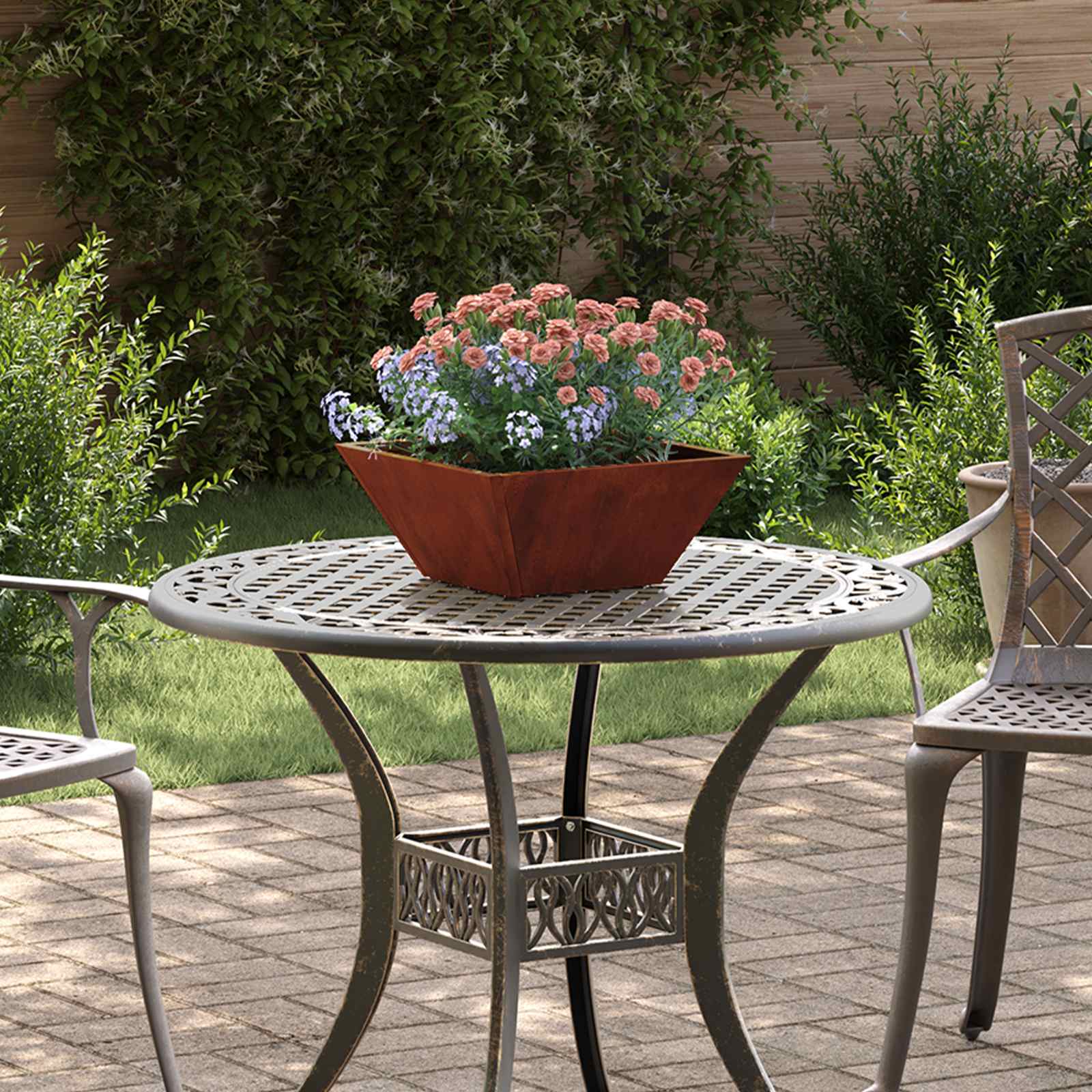 Vaso da giardino 5 pz Ruggine 35 x 35 x 15 cm Acciaio Corten