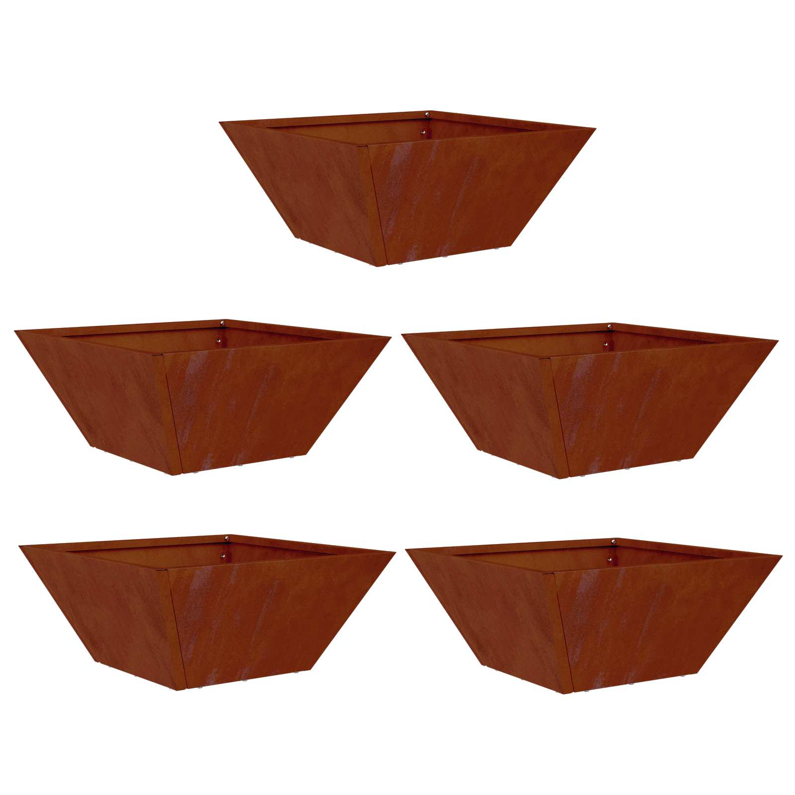 Vaso da giardino 5 pz Ruggine 35 x 35 x 15 cm Acciaio Corten