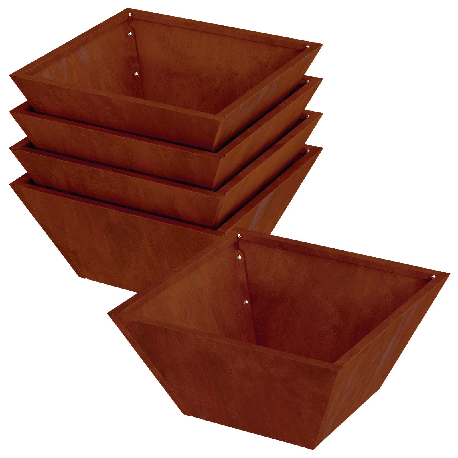 Vaso da giardino 5 pz Ruggine 35 x 35 x 15 cm Acciaio Corten