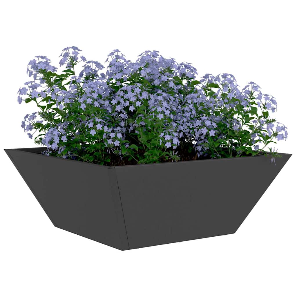 Vaso da giardino Nero 40 x 40 x 15 cm Acciaio laminato a freddo